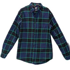 Lands' End Men's Tall Medium Flannel Plaid Shirt Tailored Fit 15-15.5